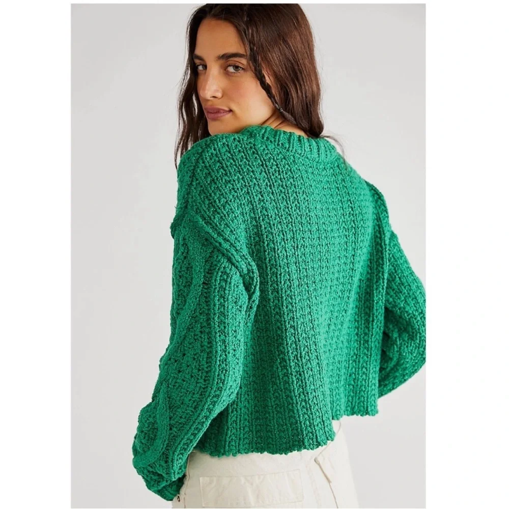 Free People green cable sweater - Picture 2 of 5